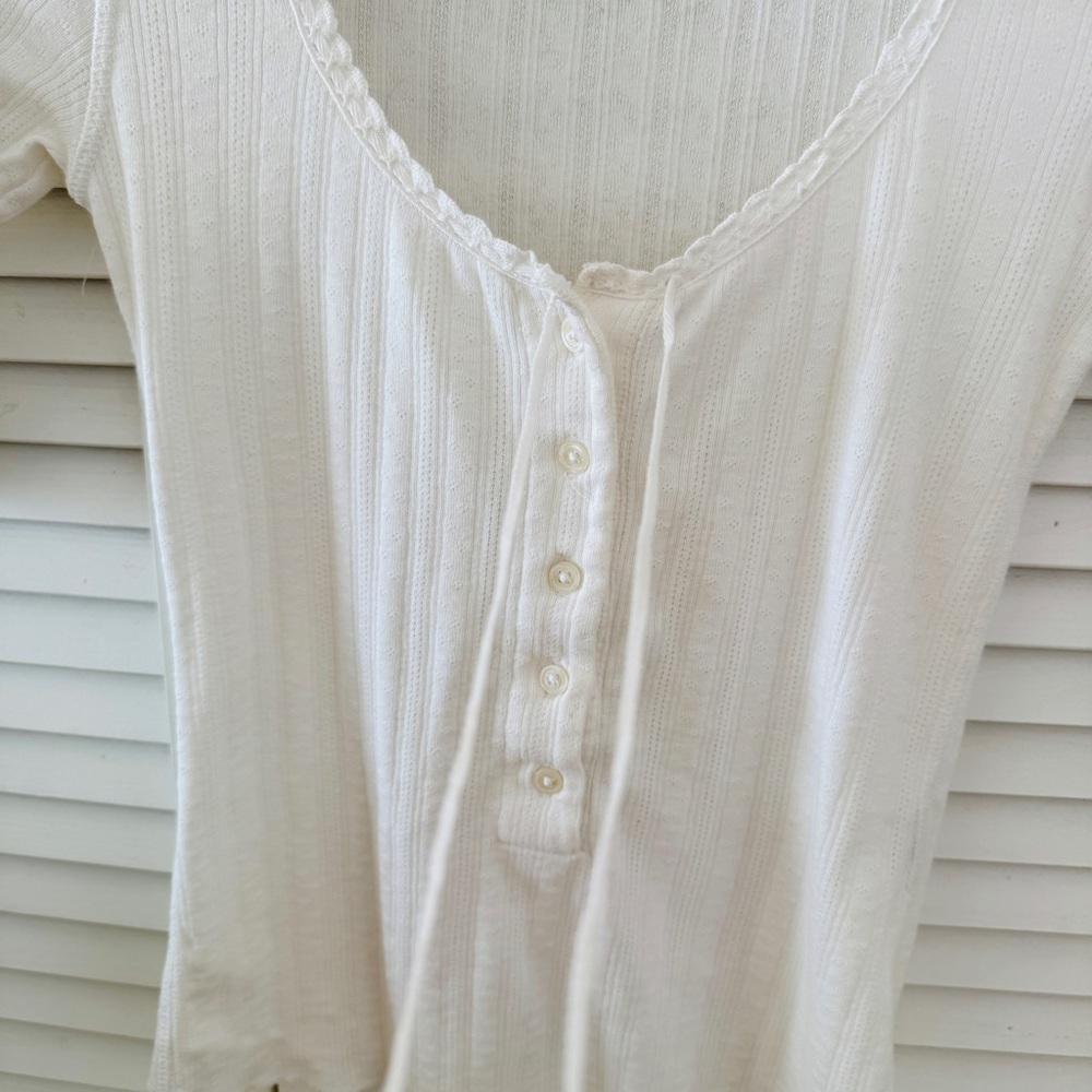 Doen Cream Ribbed Henley Top - Picture 4 of 5
